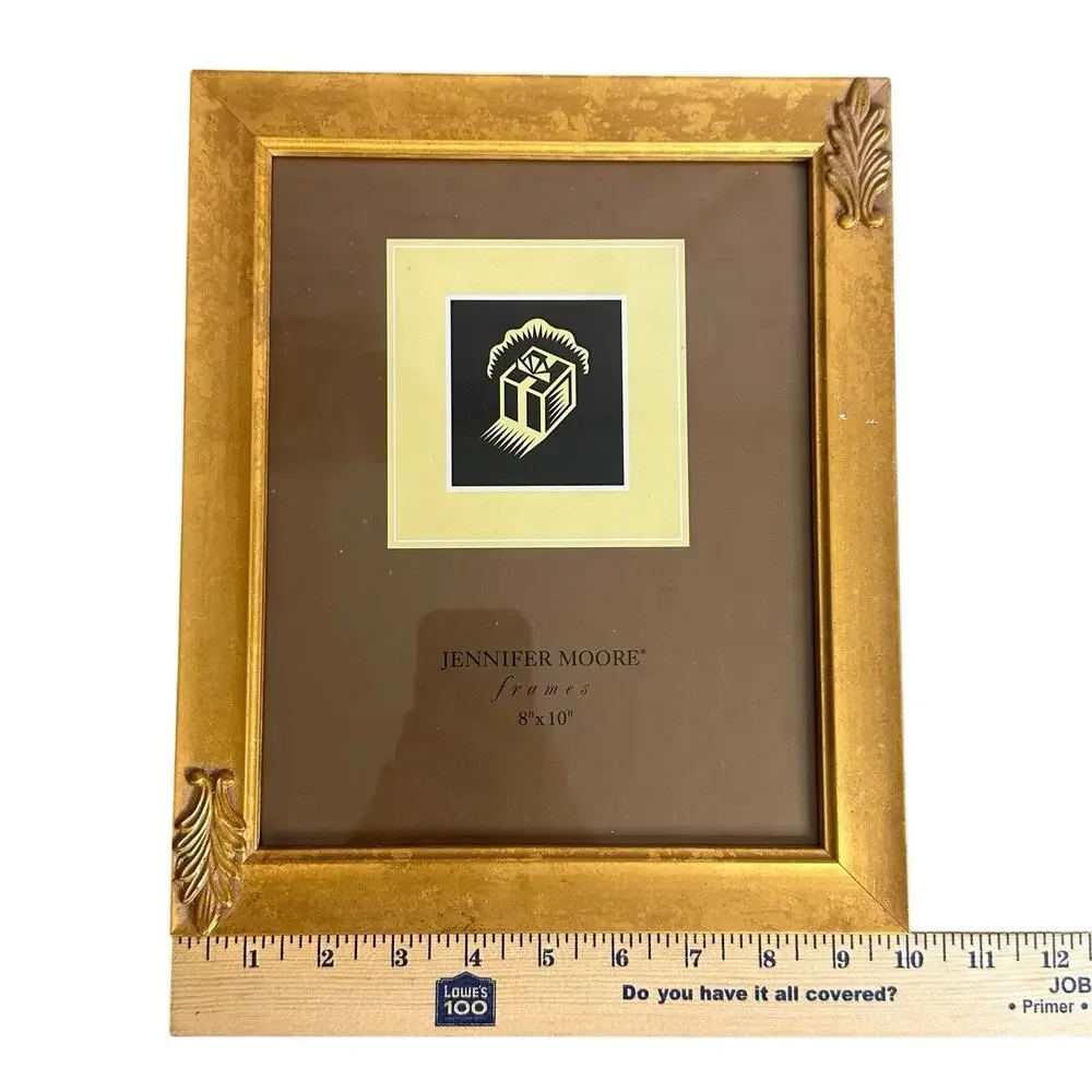 Jennifer Moore 8x10 Picture Frame Gold Ornate Resin Plastic With Glass